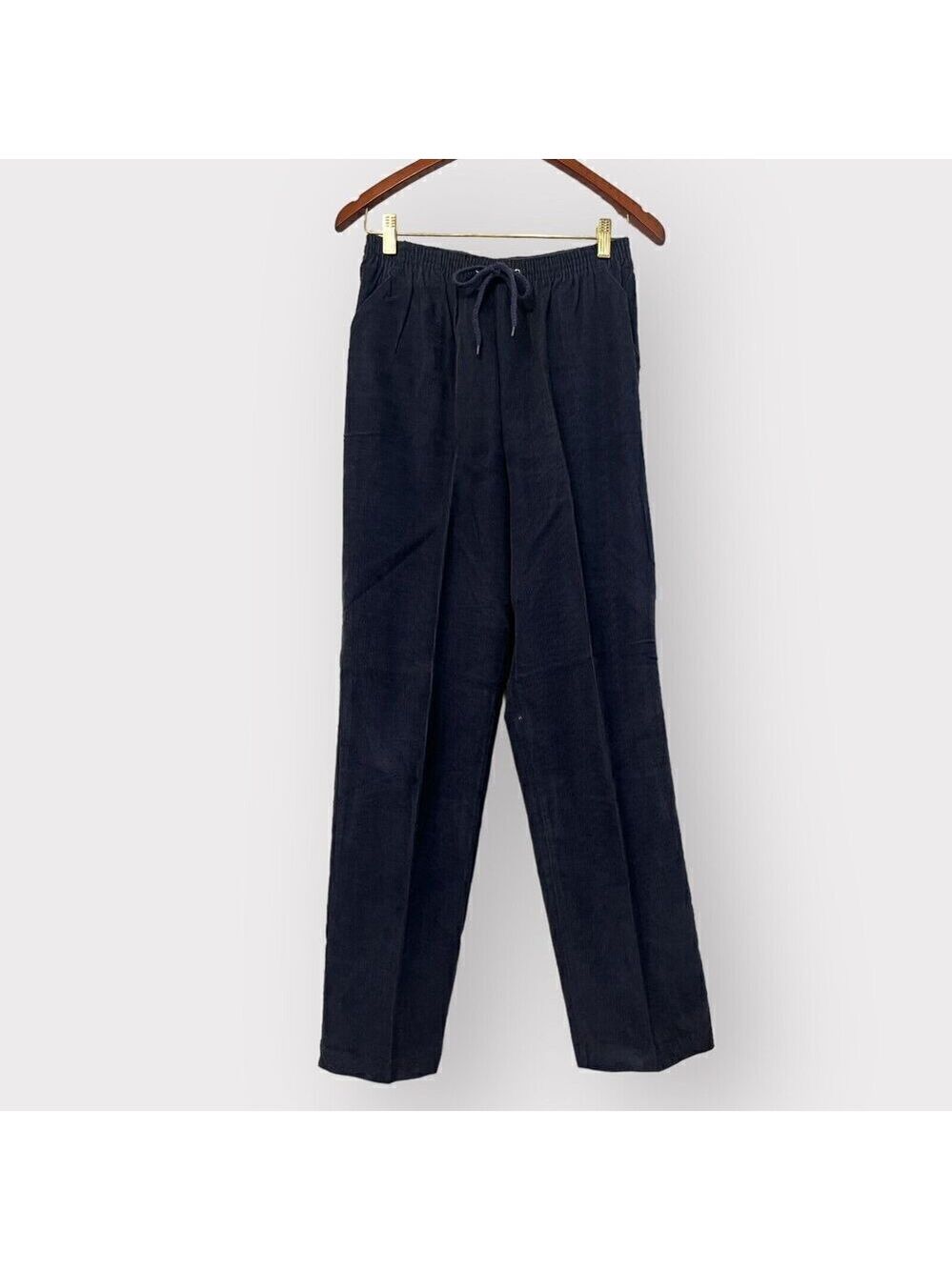 VINTAGE Corduroy Pants 8 High Waist Single Stitch Retro Trouser Navy Dark Blue